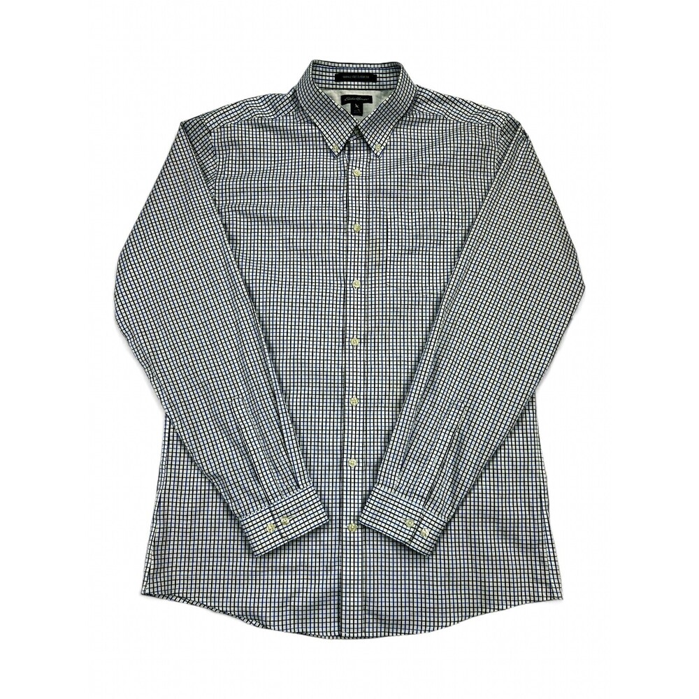 Eddie Bauer Men's L Button-Down Dress Shirt Blue Check